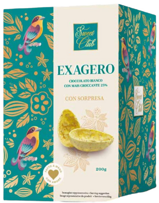 Exagero white chocolate egg with toasted corn kernels 200g