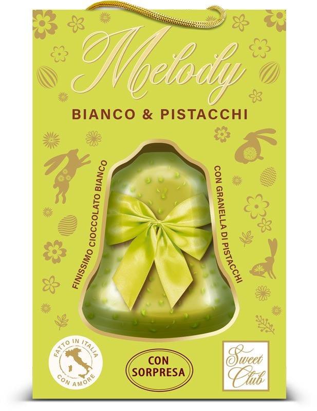 Melody campana cioccolato bianco e pistacchio 350g - Sweet Club